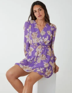 Floral Georgette Dress -Moda Ulla Shop bv2575 lilac 2321