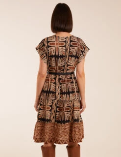 Tiered Crossover Printed Dress 9 Tiered Crossover Printed Dress -Moda Ulla Shop bv3034 black pattern24737