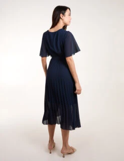 Pleated Wrap Over Belted Dress 9 Pleated Wrap Over Belted Dress -Moda Ulla Shop bv3660 navy 7728