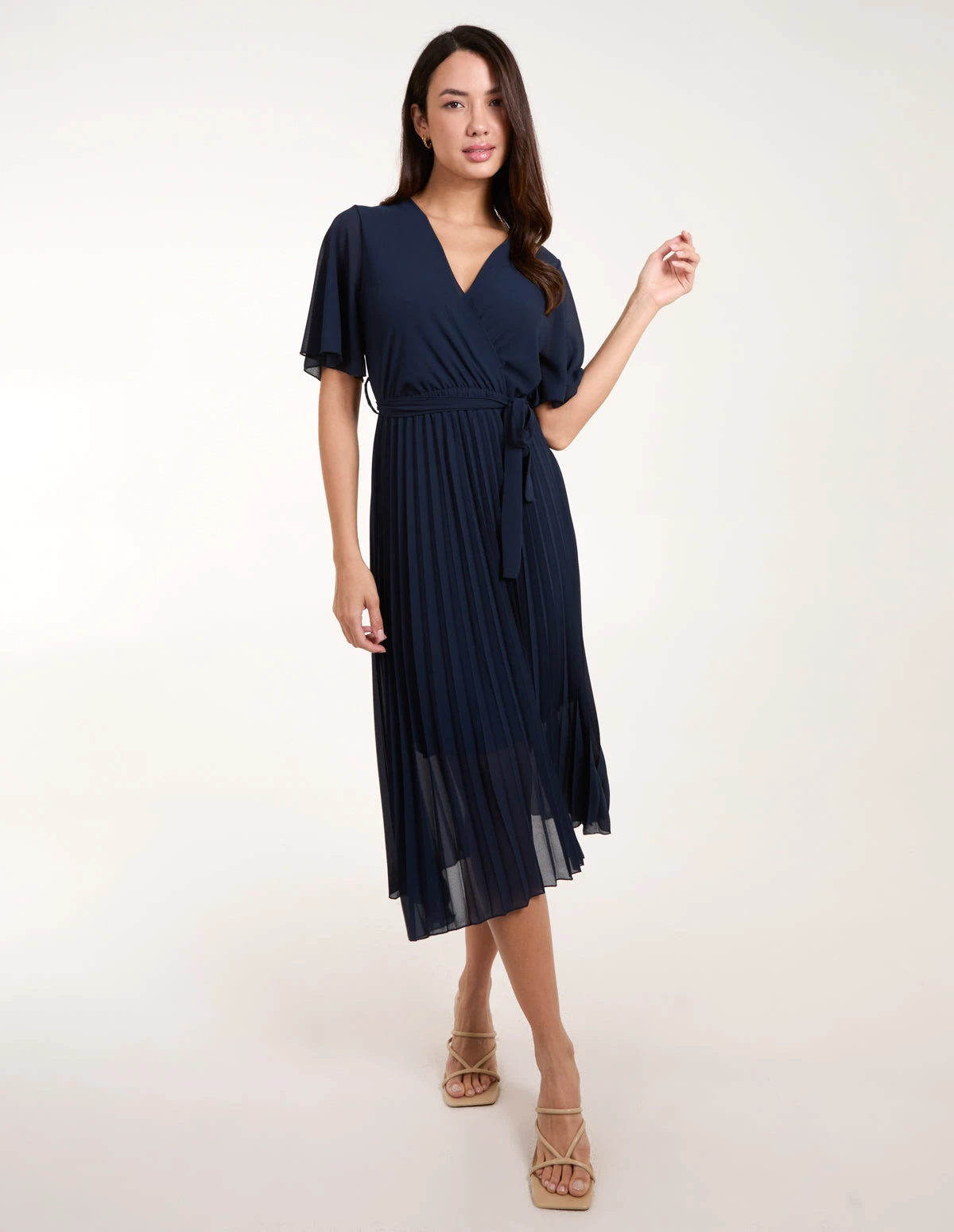 Pleated Wrap Over Belted Dress 3 Pleated Wrap Over Belted Dress