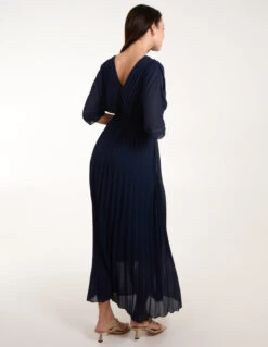 Double V Pleated Chiffon Dress 9 Double V Pleated Chiffon Dress -Moda Ulla Shop bv3691 navy 7777
