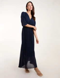 Double V Pleated Chiffon Dress
