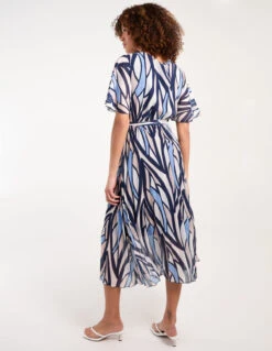 Wrap Over Pleat Dress -Moda Ulla Shop bv3917 navy 35498