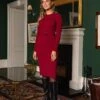 High Neck Knit Dress In Dark Red -Moda Ulla Shop carraig donn 23aw high neck knit dress 767827
