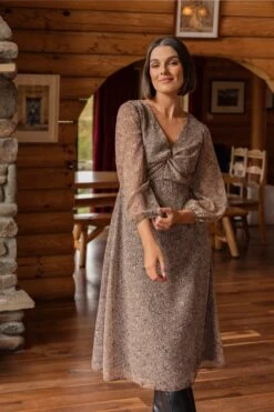 Wrap Front Midi Dress In Animal Print