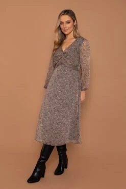 Wrap Front Midi Dress In Animal Print -Moda Ulla Shop carraig donn 23aw wrap front dress 564070