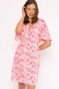 Ailbhe Knee Length Dress In Pink Print