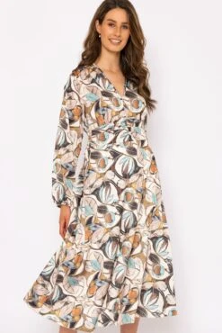 Alina Cream Print Midi Dress -Moda Ulla Shop carraig donn alina cream print midi dress 196885