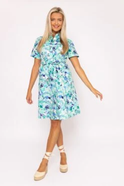 Aurora Blue Printed Shirt Dress -Moda Ulla Shop carraig donn aurora blue printed shirt dress 312587