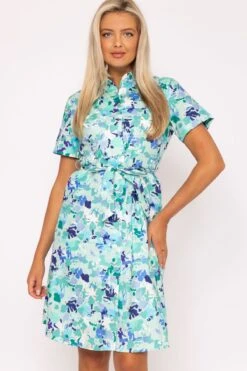 Aurora Blue Printed Shirt Dress -Moda Ulla Shop carraig donn aurora blue printed shirt dress 378738