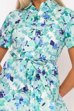 Aurora Blue Printed Shirt Dress -Moda Ulla Shop carraig donn aurora blue printed shirt dress 469344