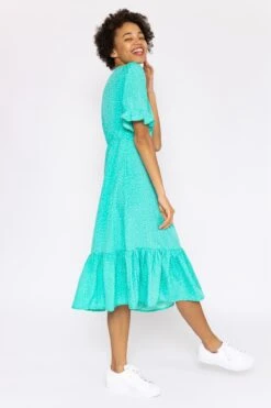 Betty Midi Dress In Aqua Print -Moda Ulla Shop carraig donn betty midi dress in aqua print 143276