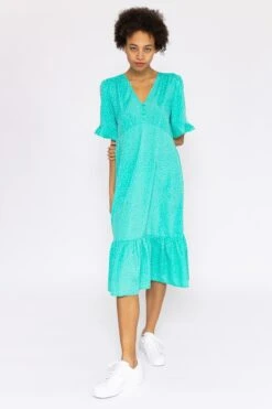 Betty Midi Dress In Aqua Print -Moda Ulla Shop carraig donn betty midi dress in aqua print 255462