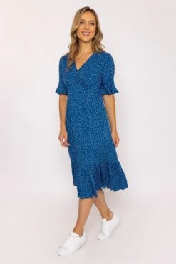 Betty Midi Dress In Blue Print -Moda Ulla Shop carraig donn betty midi dress in blue print 658758