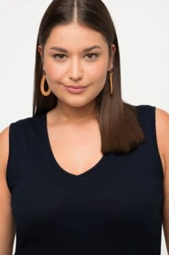 Ulla Popken Navy Sleeveless Midi Dress -Moda Ulla Shop carraig donn black sleeveless midi dress 750682