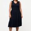 Ulla Popken Navy Sleeveless Midi Dress -Moda Ulla Shop carraig donn black sleeveless midi dress 802673