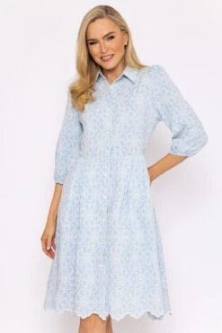 Blue Floral Embroidery Dress -Moda Ulla Shop carraig donn blue floral embroidery midi dress 752237