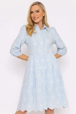 Blue Floral Embroidery Dress -Moda Ulla Shop carraig donn blue floral embroidery midi dress 998125