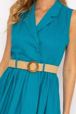 Blue Linen Sleeveless Shirt Dress -Moda Ulla Shop carraig donn blue linen sleeveless shirt dress 324473