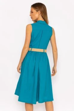 Blue Linen Sleeveless Shirt Dress -Moda Ulla Shop carraig donn blue linen sleeveless shirt dress 647963