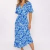 Blue Ruffle Wrap Midi Dress -Moda Ulla Shop carraig donn blue ruffle wrap midi dress 291236