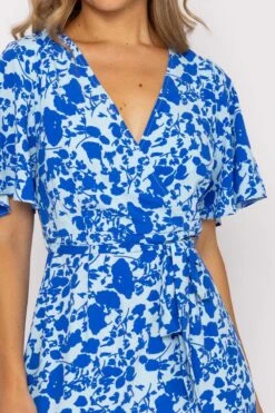 Blue Ruffle Wrap Midi Dress -Moda Ulla Shop carraig donn blue ruffle wrap midi dress 478523