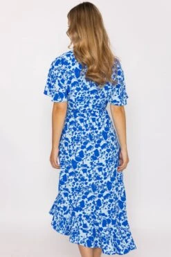 Blue Ruffle Wrap Midi Dress -Moda Ulla Shop carraig donn blue ruffle wrap midi dress 622316