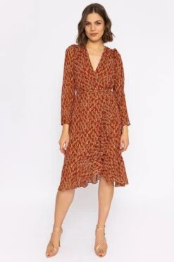 Moda Ulla Shop 44 Boho Wrap Dress In Rust