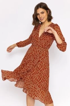 Boho Wrap Dress In Rust -Moda Ulla Shop carraig donn boho wrap dress in rust 170369
