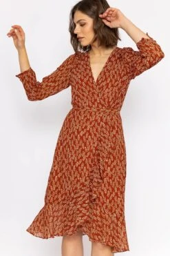 Moda Ulla Shop -Moda Ulla Shop carraig donn boho wrap dress in rust 409993