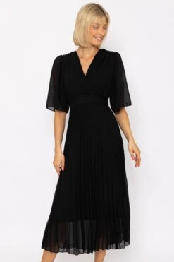 Carmen Black Pleated Midi Dress -Moda Ulla Shop carraig donn carmen black pleated midi dress 118942