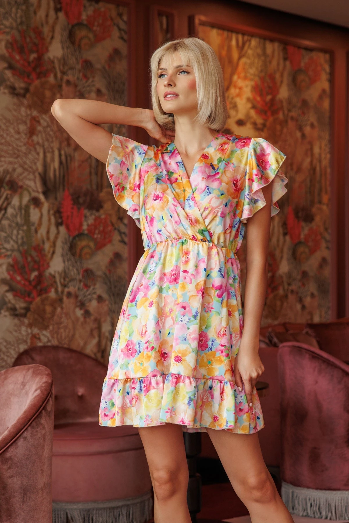 Cheryl Mini Dress In Multi Print 5 Cheryl Mini Dress In Multi Print - Image 3