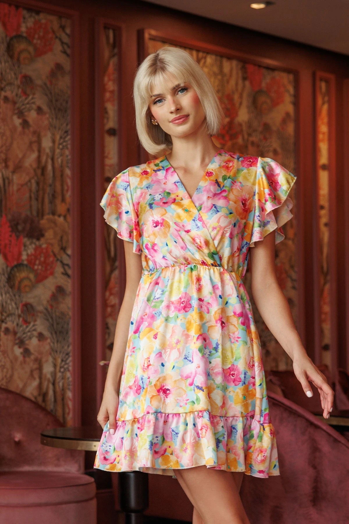 Cheryl Mini Dress In Multi Print 3 Cheryl Mini Dress In Multi Print