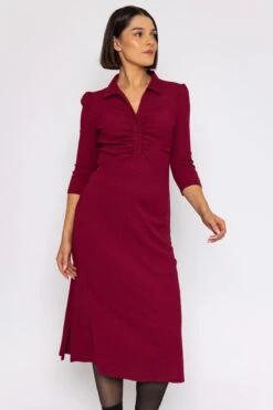 Collar Tree Bark Dress In Burgundy 9 Collar Tree Bark Dress In Burgundy -Moda Ulla Shop carraig donn collar tree bark dress in burgundy 239990
