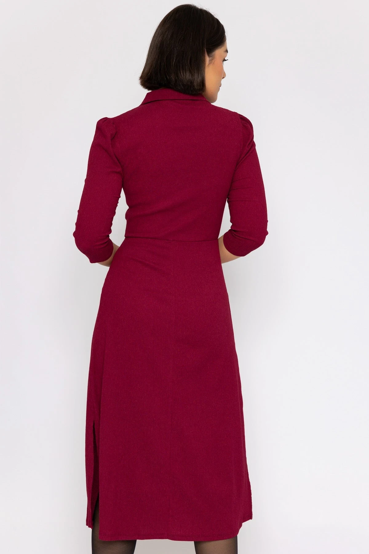 Collar Tree Bark Dress In Burgundy 7 Collar Tree Bark Dress In Burgundy - Image 5