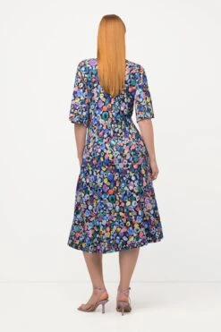 Ulla Popken Colorful Dot Print Short Sleeve Midi Dress -Moda Ulla Shop carraig donn colorful dot print short sleeve midi dress 364040