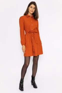 Cord Mini Dress In Rust -Moda Ulla Shop carraig donn cord mini dress in rust 464145