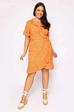 Vero Moda Curve Curve - Delilah Dress In Orange -Moda Ulla Shop carraig donn curve delilah dress in orange 236346