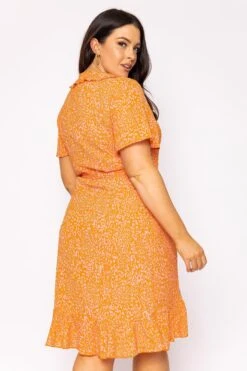 Vero Moda Curve Curve - Delilah Dress In Orange -Moda Ulla Shop carraig donn curve delilah dress in orange 555962