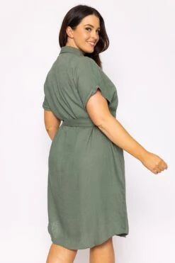 Vero Moda Curve Curve - Lailah Shirt Dress In Khaki -Moda Ulla Shop carraig donn curve lailah shirt dress in khaki 258195