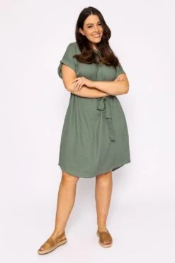 Vero Moda Curve Curve - Lailah Shirt Dress In Khaki -Moda Ulla Shop carraig donn curve lailah shirt dress in khaki 757335