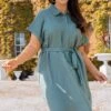 Vero Moda Curve Curve - Lailah Shirt Dress In Khaki -Moda Ulla Shop carraig donn curve lailah shirt dress in khaki 983724