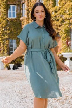 Vero Moda Curve Curve - Lailah Shirt Dress In Khaki