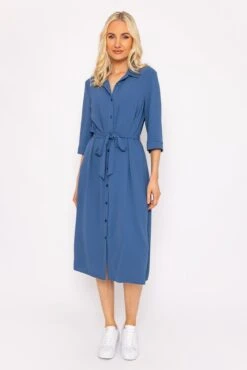 Blue Belted Shirt Dress -Moda Ulla Shop carraig donn denim blue belted shirt dress 218065
