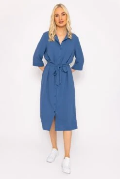 Blue Belted Shirt Dress -Moda Ulla Shop carraig donn denim blue belted shirt dress 511108