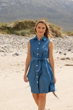 Denim Knee Length Shirt Dress -Moda Ulla Shop carraig donn denim knee length shirt dress 285429