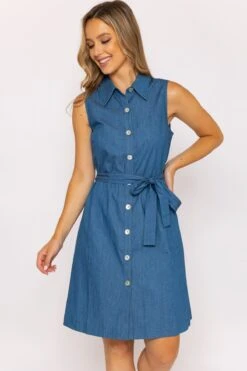 Denim Knee Length Shirt Dress -Moda Ulla Shop carraig donn denim knee length shirt dress 471979