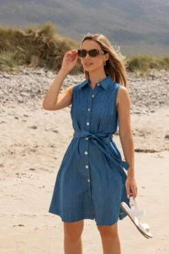 Denim Knee Length Shirt Dress -Moda Ulla Shop carraig donn denim knee length shirt dress 490277