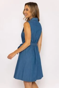 Denim Knee Length Shirt Dress -Moda Ulla Shop carraig donn denim knee length shirt dress 548693