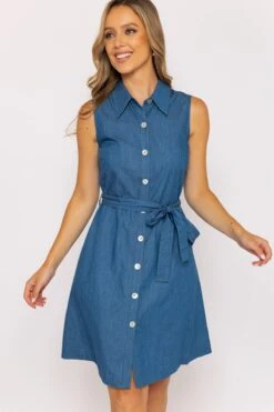 Denim Knee Length Shirt Dress -Moda Ulla Shop carraig donn denim knee length shirt dress 686478